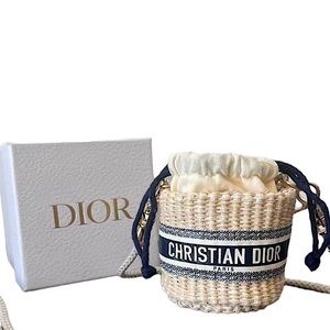 ❌ SOLD‼️ Dior Mini Drawstring Raffia Bucket Crossbody Bag